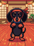 Pixel-art portrait of a dachshund · dojo