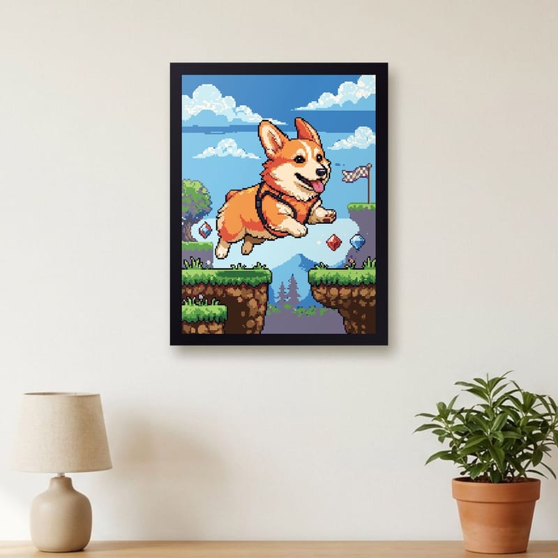 Retro platform game pixel art portrait of your pet