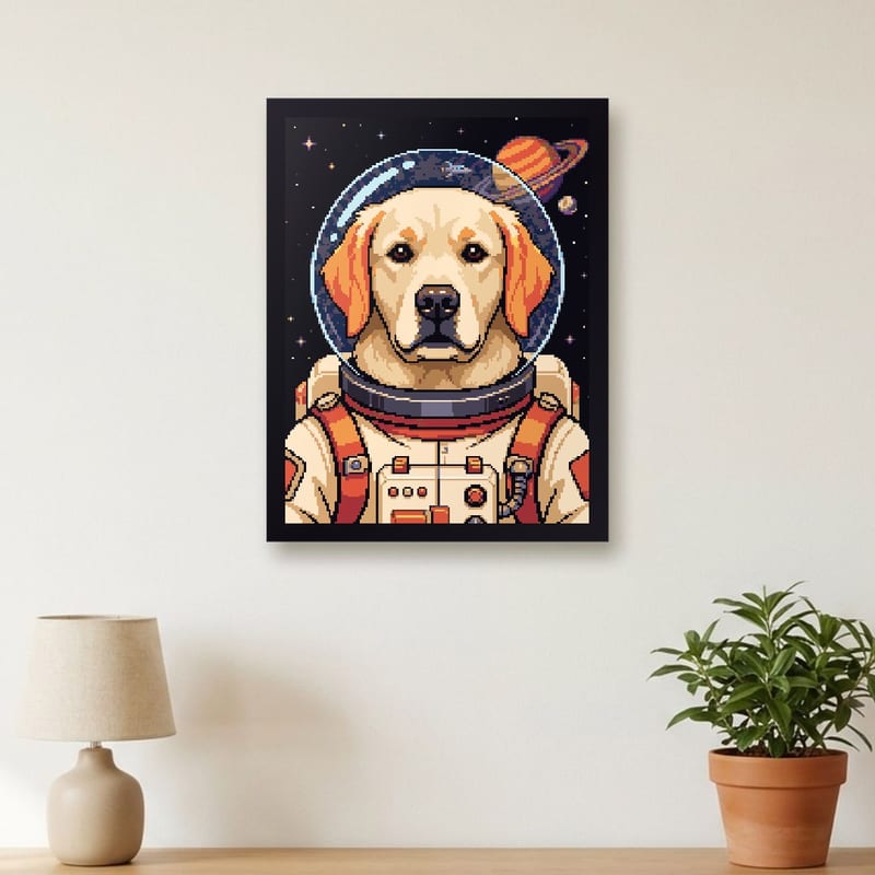 Space astronaut pixel art portrait of your pet